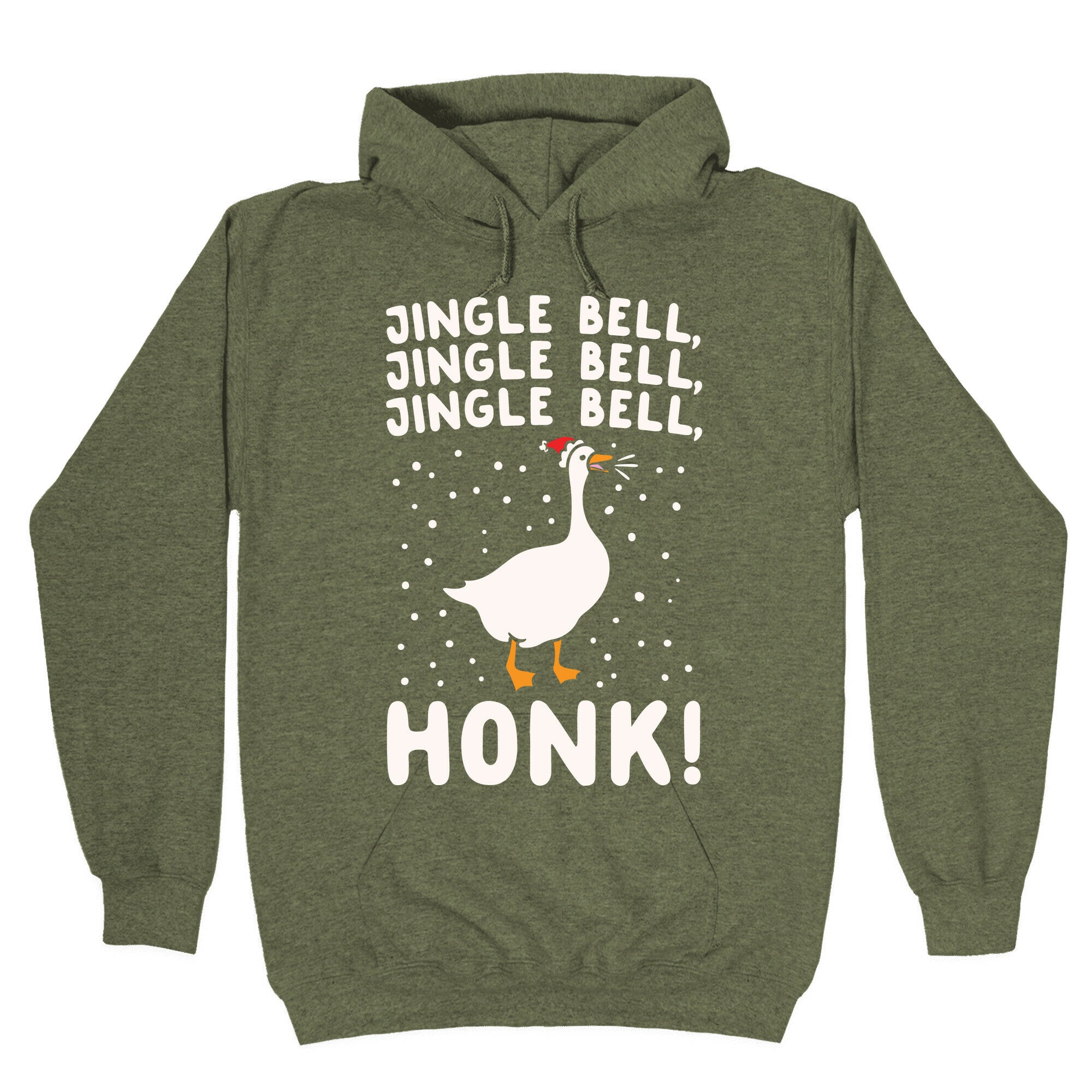 Jingle Bell Honk (Goose Parody) White Print Hoodie
